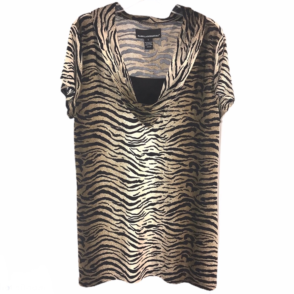 Trendy Tiger Layered Top, Size L